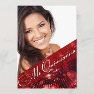 Magic Ljus Photo Quinceanera - röd Inbjudningar