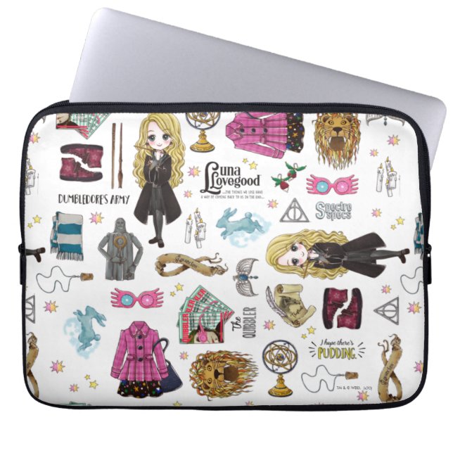Magic Luna Lovegood Watercolor Laptop Fodral (Framsidan)