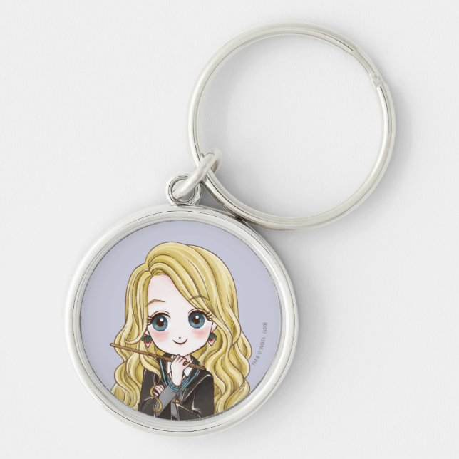 Magic Luna Lovegood Watercolor Rund Silverfärgad Nyckelring (Framsidan)