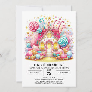 Magic Lycklig Candyland Digital Birthday Inbjudningar