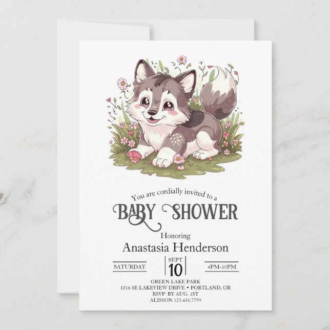 Magic Lycklig Varg Baby Shower Inbjudningar (Framsida)
