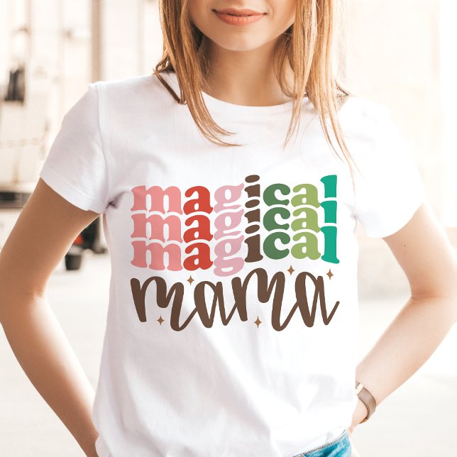 Magic Mamma Retro Groovy-Helgdagar T Shirt (Magical Mama Retro Groovy Christmas Holidays T-Shirt)