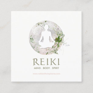 Magic Måne and Greenery Reiki Affärskorts Fyrkantigt Visitkort
