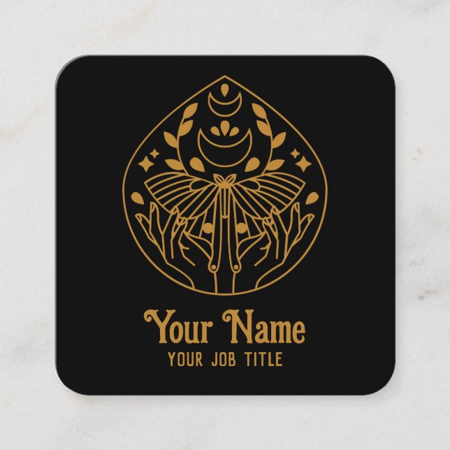 Magic Måne Moth Affärskort Fyrkantigt Visitkort (Framsida)