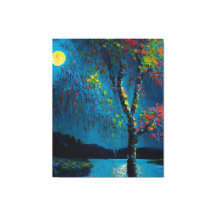 Magic Måne River Träd i oljemålning stil