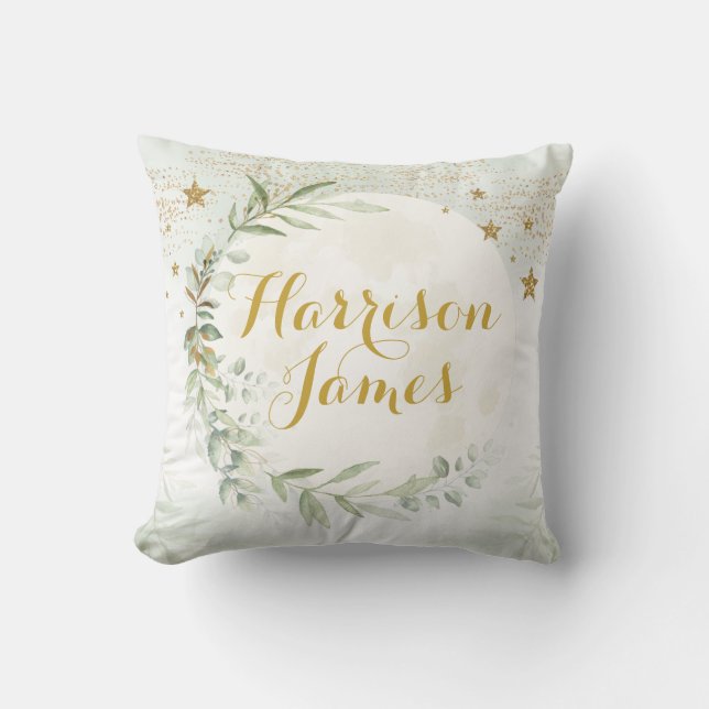 Magic Måne & Stars Greenery Guld Baby Nursery Kudde (Framsida)