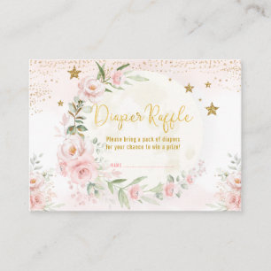 Magic Måne Stars Guld Blommigt Diaper Raffle Tilläggskort