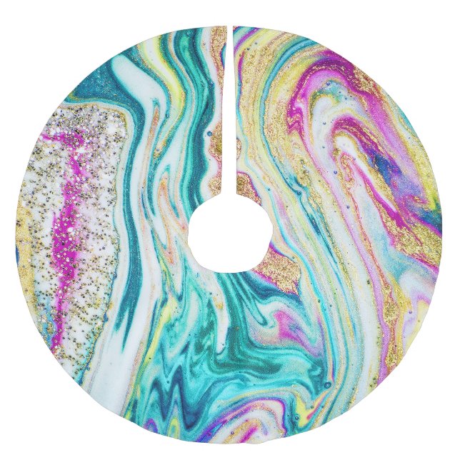 Magic Marbling: Metallic Paint Design. Julgransmatta Borstad Polyester (Framsidan)