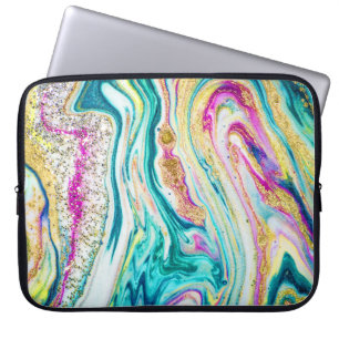 Magic Marbling: Metallic Paint Design. Laptop Fodral