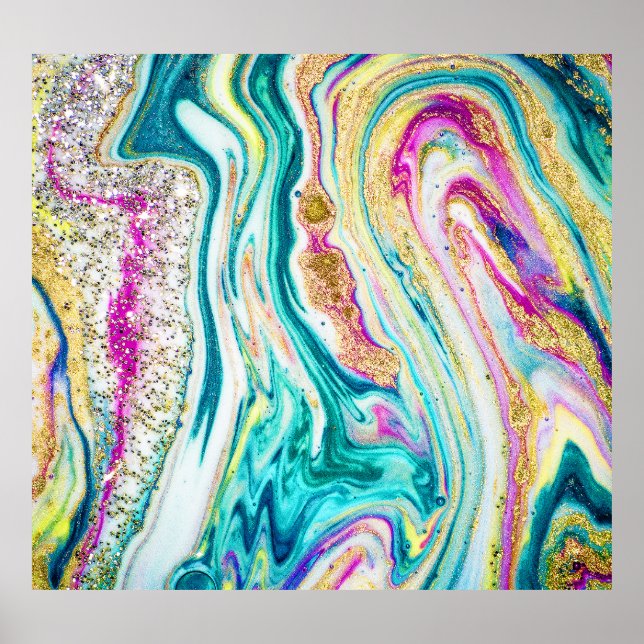 Magic Marbling: Metallic Paint Design. Poster (Framsidan)