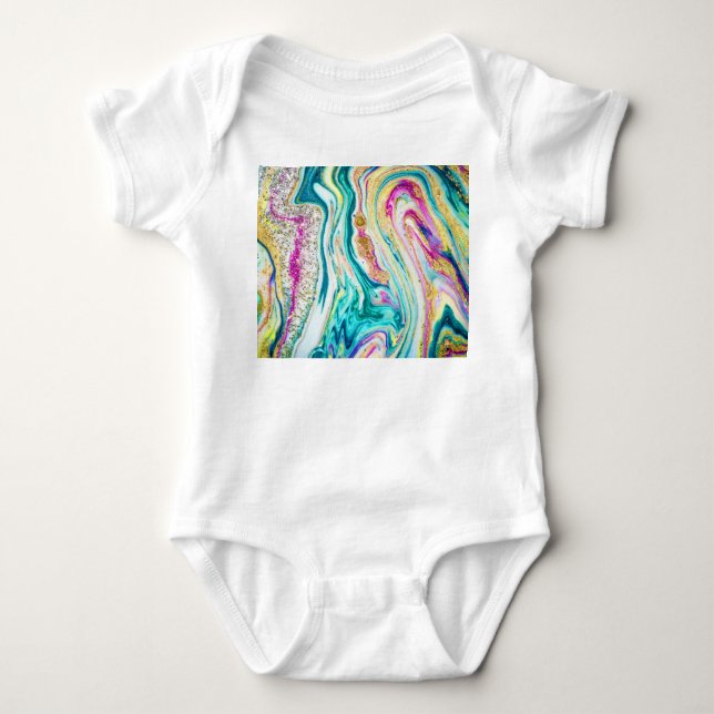 Magic Marbling: Metallic Paint Design. T Shirt (Framsida)