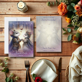 Magic Medieval Mouse Couple Fairytale Bröllop Tack Kort