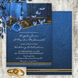 Magic Midnight Blue Butterfly Wedding bjudande Inbjudningar