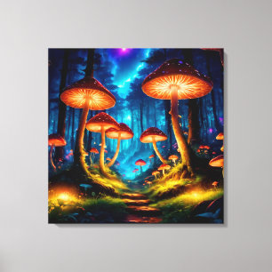Magic Midnight Mushroom Forest Canvastryck
