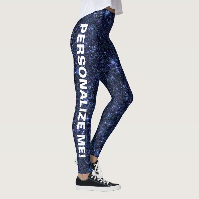 Magic Midnight Navy Blue Glitter ANPASSNINGSBAR TE Leggings (Höger)