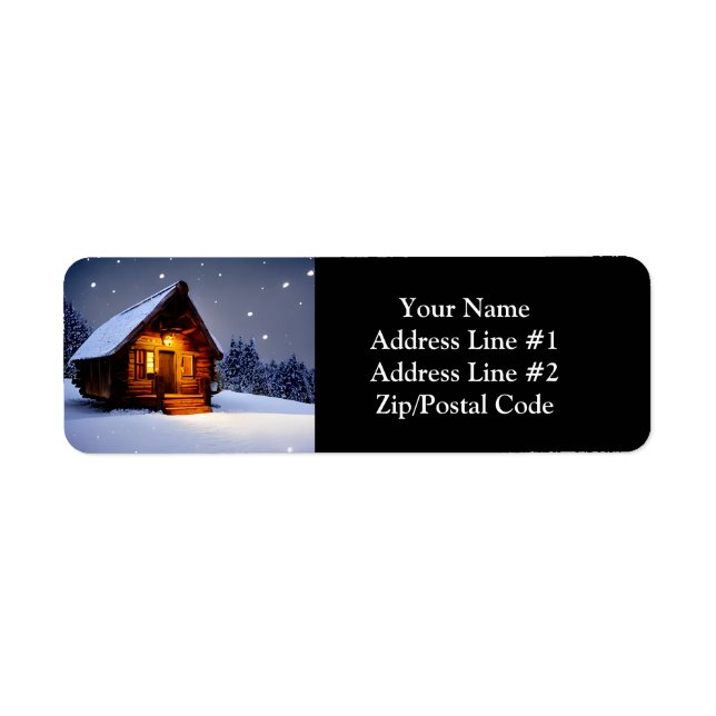 Magic Midnight Winter Cabin Returadress Etikett (Framsidan)