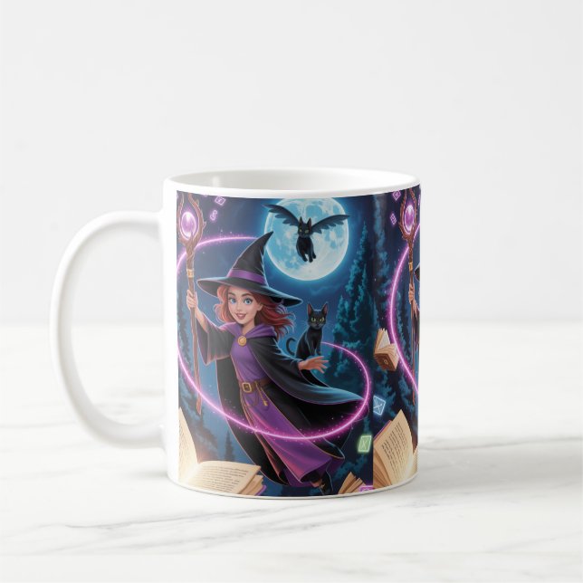 Magic Midnight Witch - Enchanted Spell Caster Kaffemugg (Vänster)
