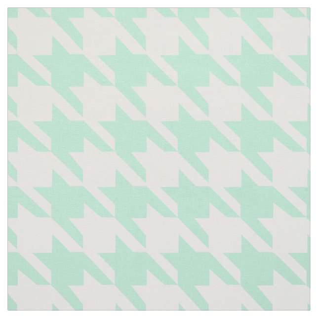 Magic Mint and White Houndstooth Pattetrn Tyg (Provkarta)