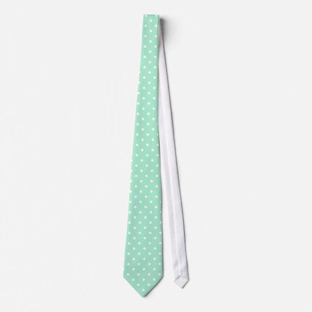 Magic Mint och White Polka Dot Mönster Slips (Framsida)