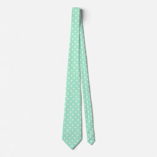 Magic Mint och White Polka Dot Mönster Slips (Framsida)