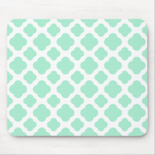 Magic Mint och White Quatrefoil Mönster Musmatta