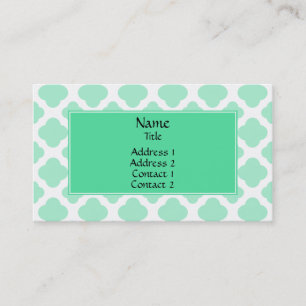 Magic Mint och White Quatrefoil Mönster Visitkort