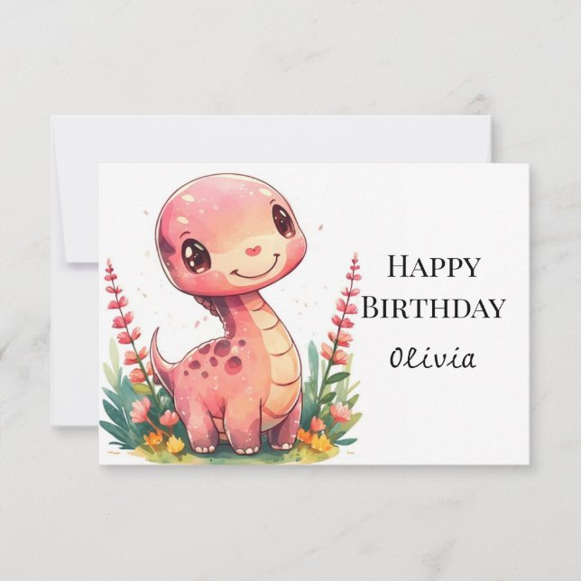Magic Modern Dinosaur Birthday Kort (Framsida)