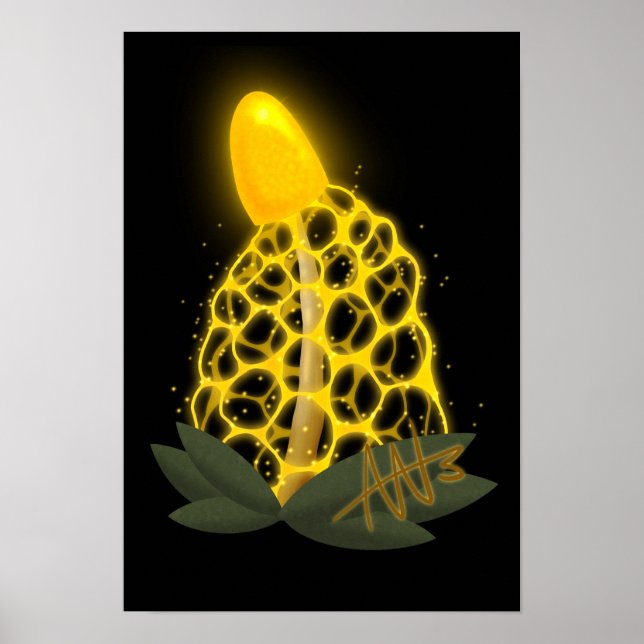 Magic Möhippa Veil Sparkly Gult Mushroom Poster (Framsidan)