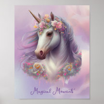 Magic Moments Unicorn Rosa Pastel Blommigt Glitter