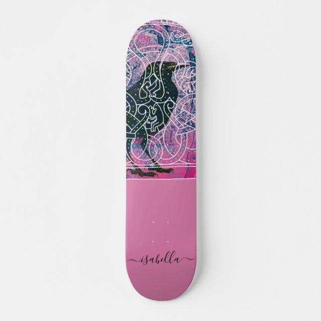 Magic Monogram Raven Runestone Skateboard (Framsida)