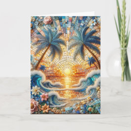 Magic Mosaic Tropical Ocean Sunset Birthday Kort