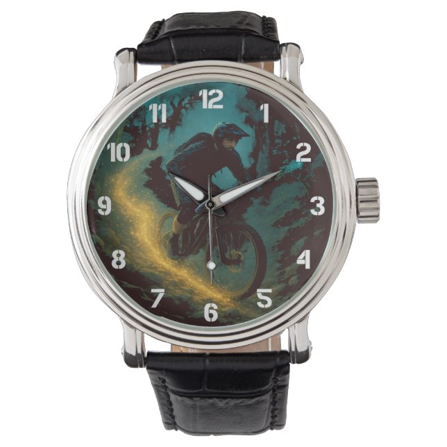 Magic Mountain Biking Äventyr Trail Scene Armbandsur (Framsida)