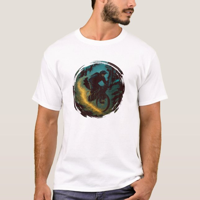 Magic Mountain Biking Äventyr Trail Scene T Shirt (Framsida)