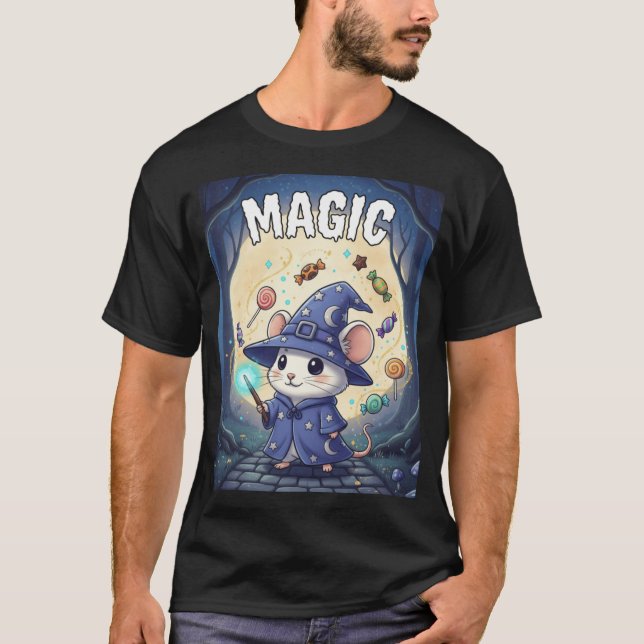 Magic – Mouse Wizard Halloween TinyFur Tee (Framsida)