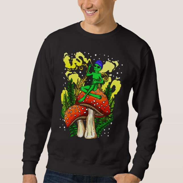 Magic Mushroom Alien - Alien Acid Resa Ufo Lång Ärmad Tröja (Framsida)