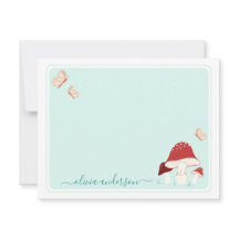 Magic Mushroom and Butterflies Note Card