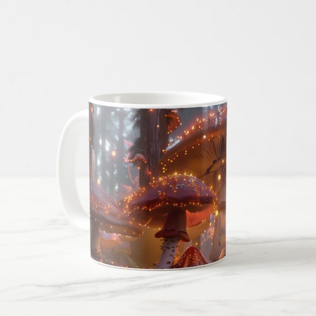 Magic Mushroom Fairy Forest Digital Art Kaffemugg (Framsida vänster)