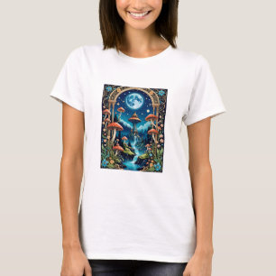 Magic Mushroom Fantasy Moonlit Forest T Shirt