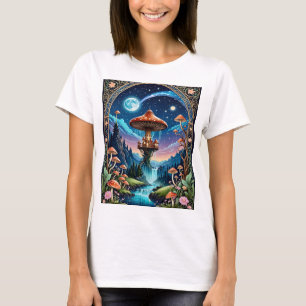 Magic Mushroom Fantasy Moonlit Forest T-Shirt