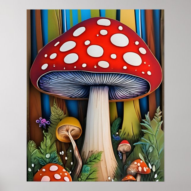 Magic Mushroom färg Poster (Framsidan)