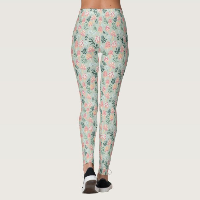 Magic Mushroom Forest Mönster Leggings (Baksida)
