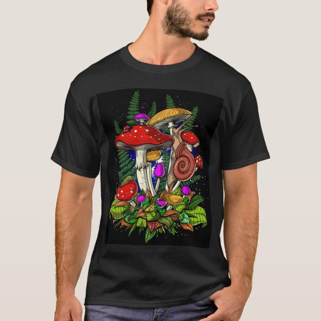 Magic Mushroom Fungus Fungi Buddha Zen OM T Shirt (Framsida)