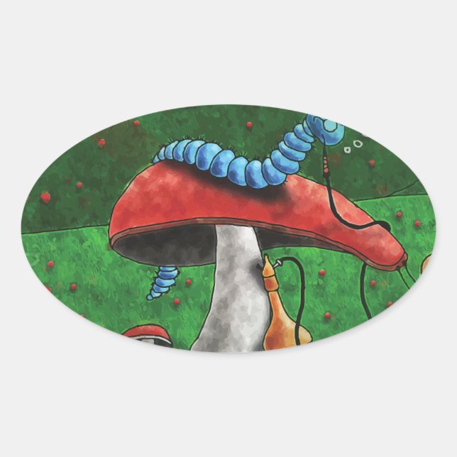 Magic Mushroom Ovalt Klistermärke (Framsida)