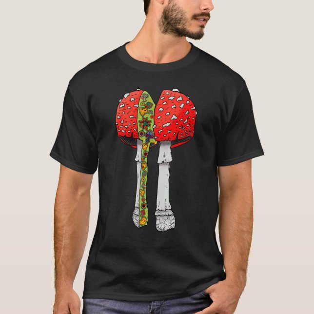 Magic Mushroom Psychedelic Fantasy Space Shroom T Shirt (Framsida)