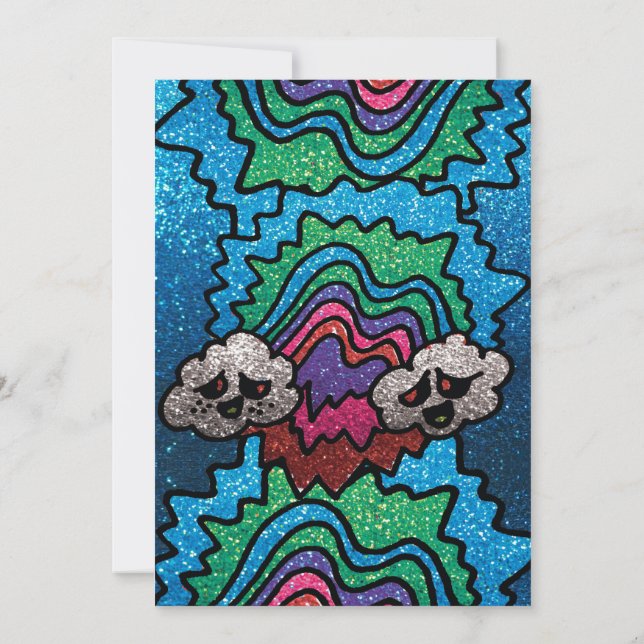 Magic Mushroom Rainbow Glitter Whimsical Birthday Inbjudningar (Baksida)