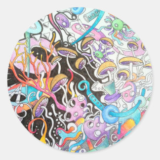 Magic Mushroom Round Sticker Runt Klistermärke