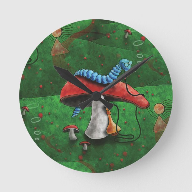 Magic Mushroom Rund Klocka (Framsida)