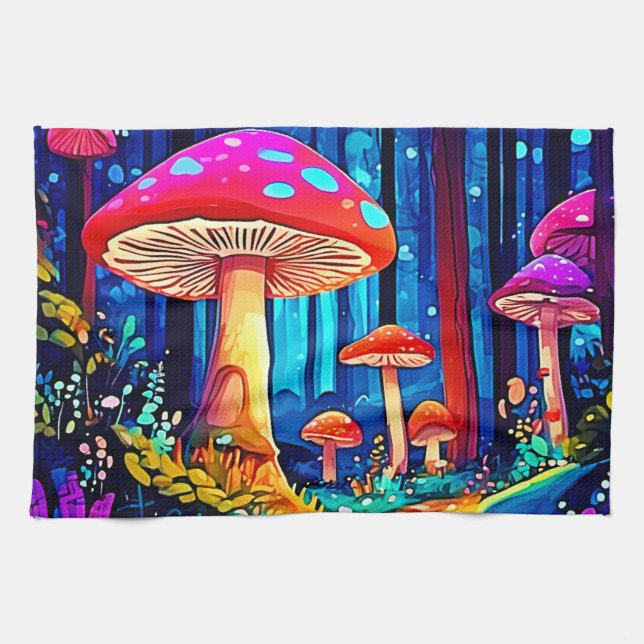 Magic Mushroom Väg Design Kökshandduk (Horisontell)