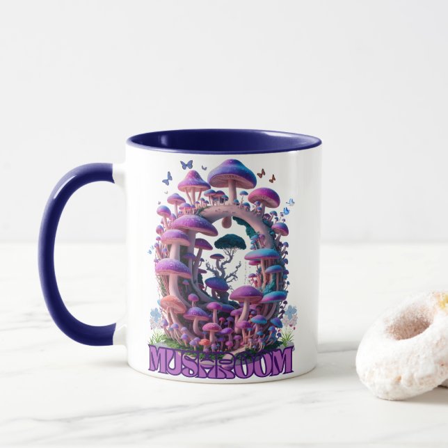 Magic Mushroom Wonderland Enchanting Fantasy Art Mugg (Med munk)