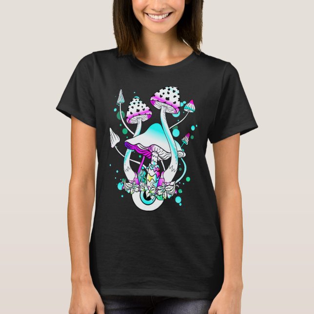 Magic Mushrooms Psychedelic White Mushroom Eyes Ar T Shirt (Framsida)